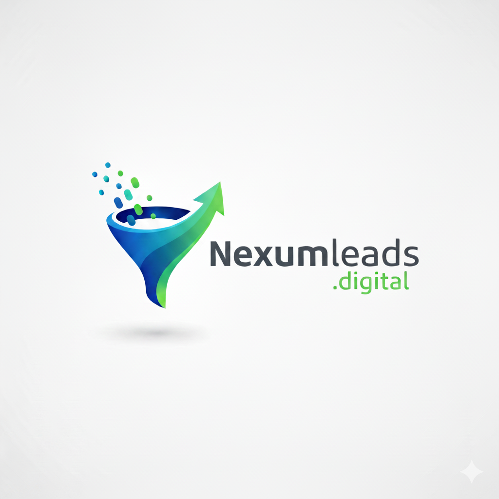 Logo da Nexumleads.digital mostrando um funil com uma seta de crescimento